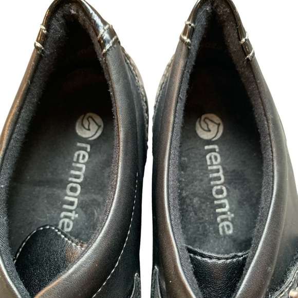 Remonte Black Leather Patent Silver Velcro Strap Metallic Shoes EU 39 / US 8-8.5 - Picture 7 of 10